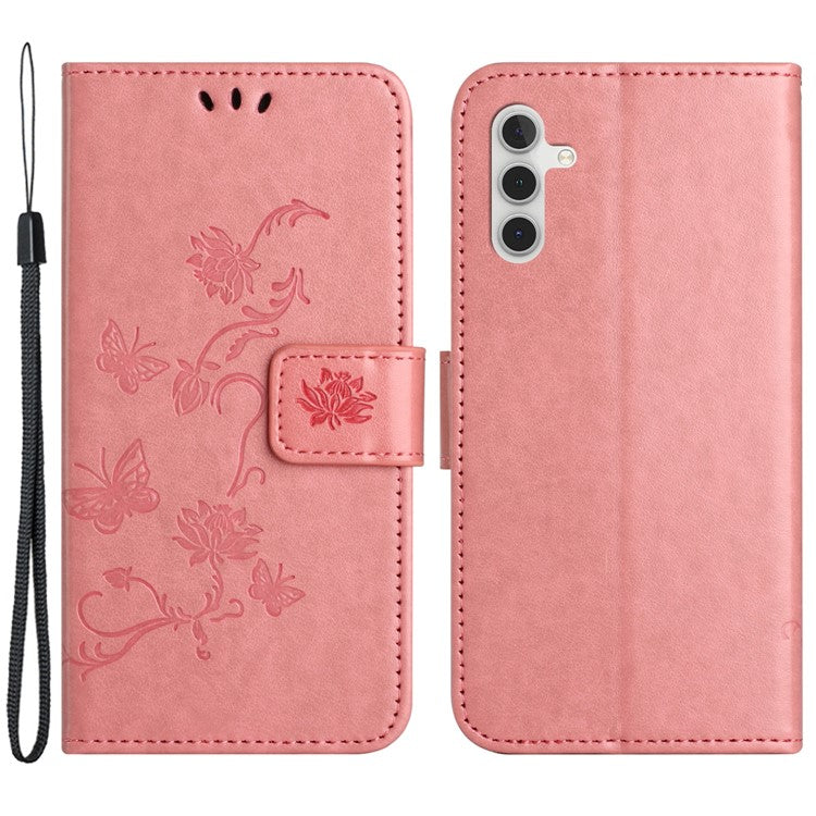 For Samsung Galaxy A15 5G Shockproof Case Imprinted PU Leather Wallet Phone Cover - Pink