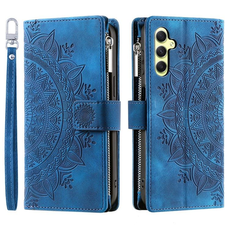 For Samsung Galaxy A05s 4G Case Phone Cover Wallet PU Leather Stand Shell with Strap - Blue