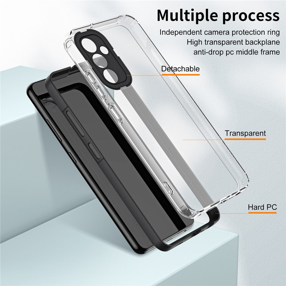 For Samsung Galaxy M54 5G / F54 5G Case TPU+PC Clear Shockproof Phone Cover - Black