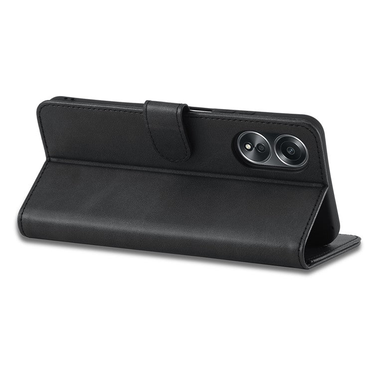 LC.IMEEKE Phone Shell for Oppo A78 4G Case PU Leather Stand Wallet Cover - Black