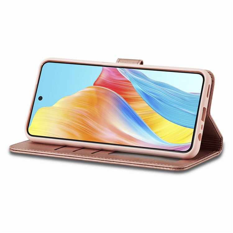 LC.IMEEKE Phone Shell for Oppo A78 4G Case PU Leather Stand Wallet Cover - Rose Gold