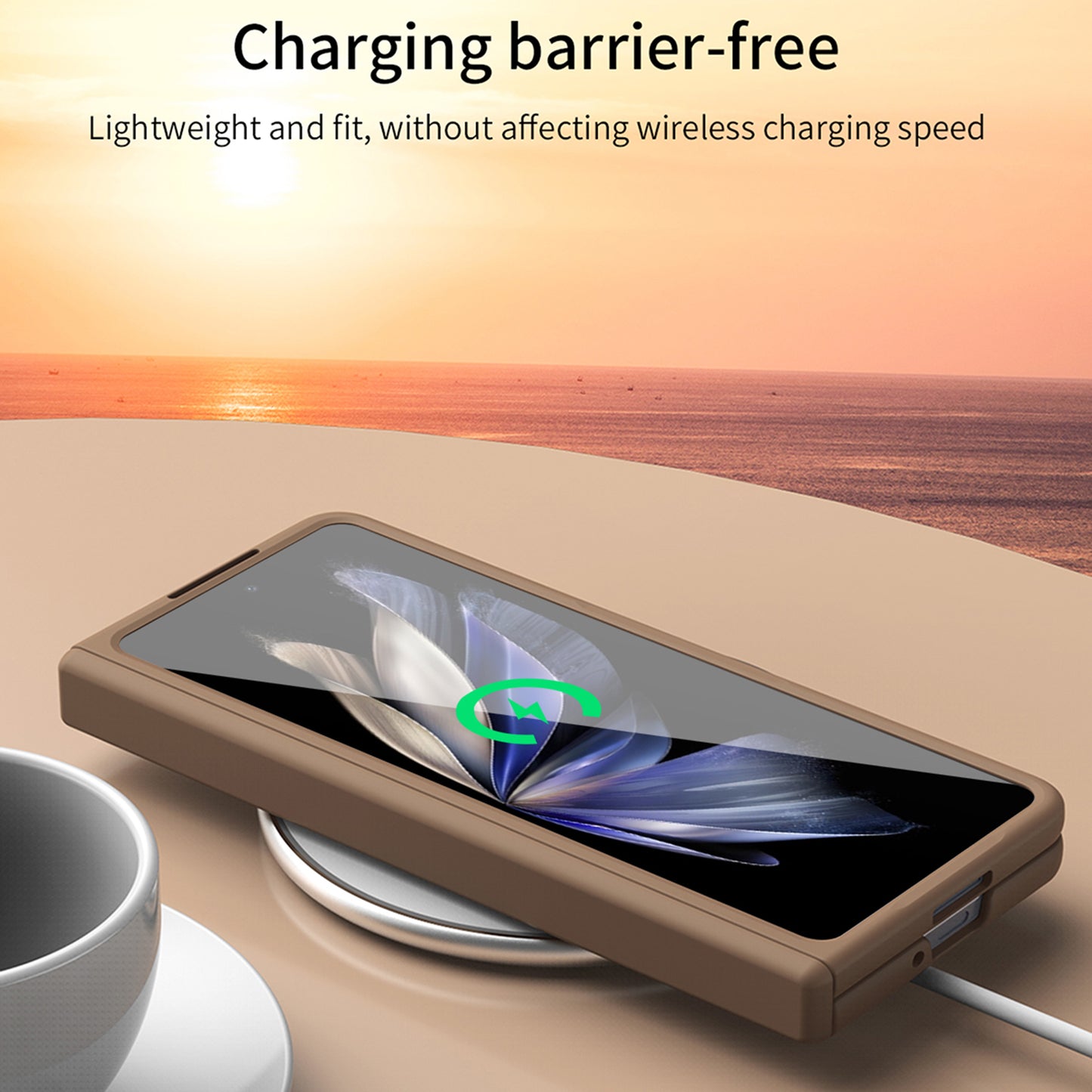 For vivo X Fold2 Case Anti-Scratch Hard PC Phone Cover with Tempered Glass Film - Brown