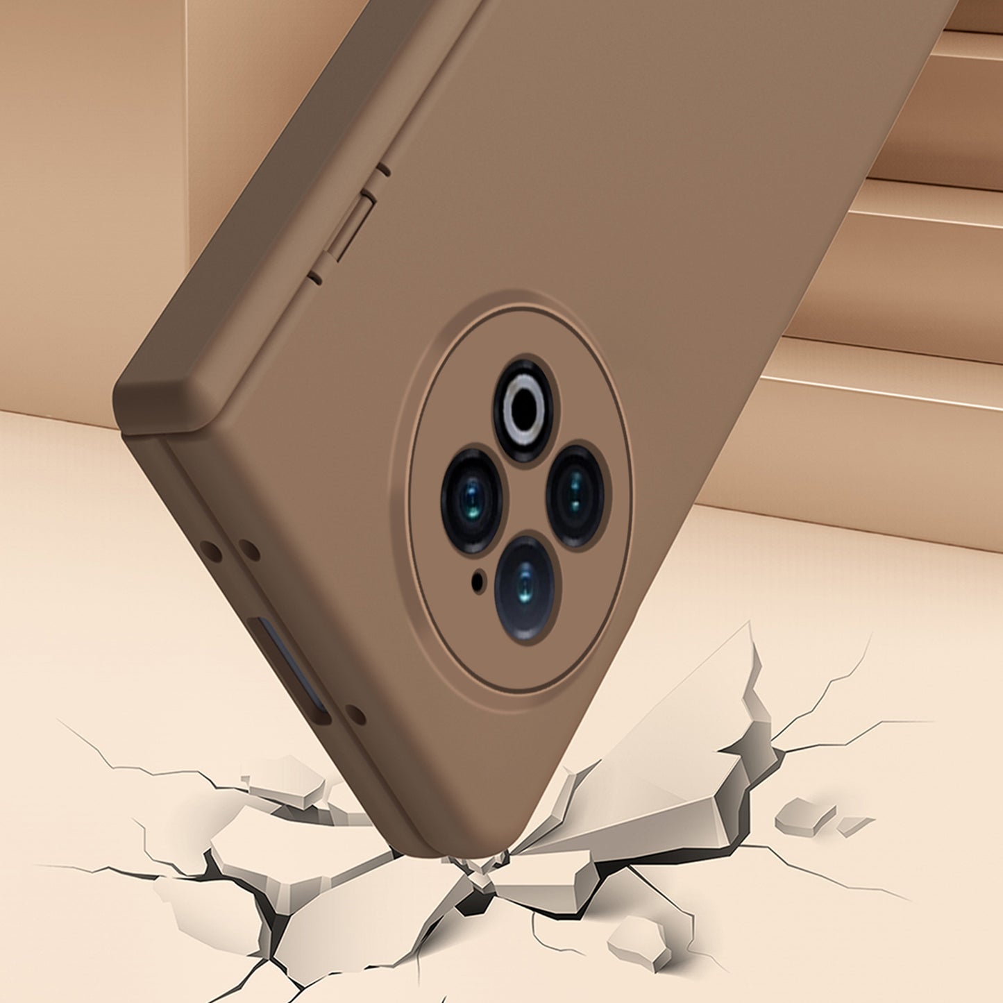 For vivo X Fold2 Case Anti-Scratch Hard PC Phone Cover with Tempered Glass Film - Brown