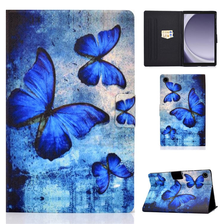 For Samsung Galaxy Tab A9+ Case PU Leather+TPU Tablet Cover with Card Slot - Retro Butterflies