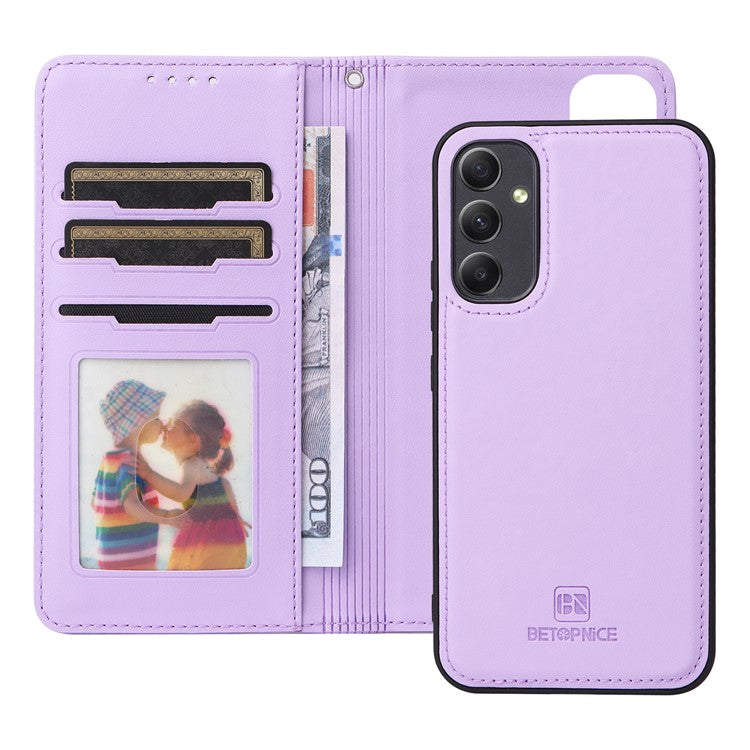 BETOPNICE 005 For Samsung Galaxy A34 5G Case Stand Wallet Detachable Phone Leather Cover - Purple