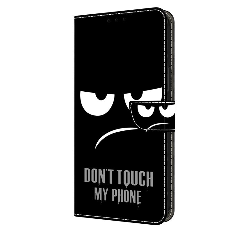 Shockproof Case for Samsung Galaxy A54 5G Case Pattern Printing Leather Wallet Phone Cover - Don't Touch My Phone