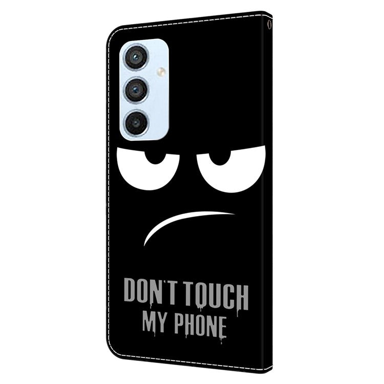 Shockproof Case for Samsung Galaxy A54 5G Case Pattern Printing Leather Wallet Phone Cover - Don't Touch My Phone