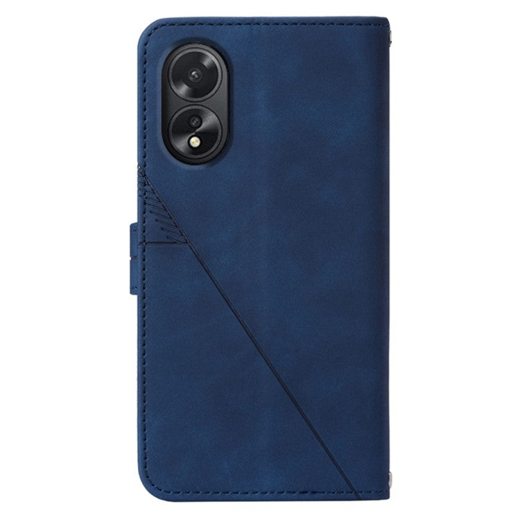 YB Imprinting Series-1 For Oppo A38 4G Phone Case Stand Wallet Leather Cover with Strap - Sapphire