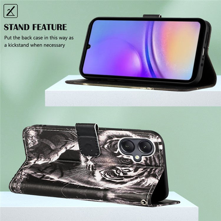 YB Pattern Printing Leather Series-4 for Samsung Galaxy A15 4G Case PU Leather Phone Wallet Cover - Tiger