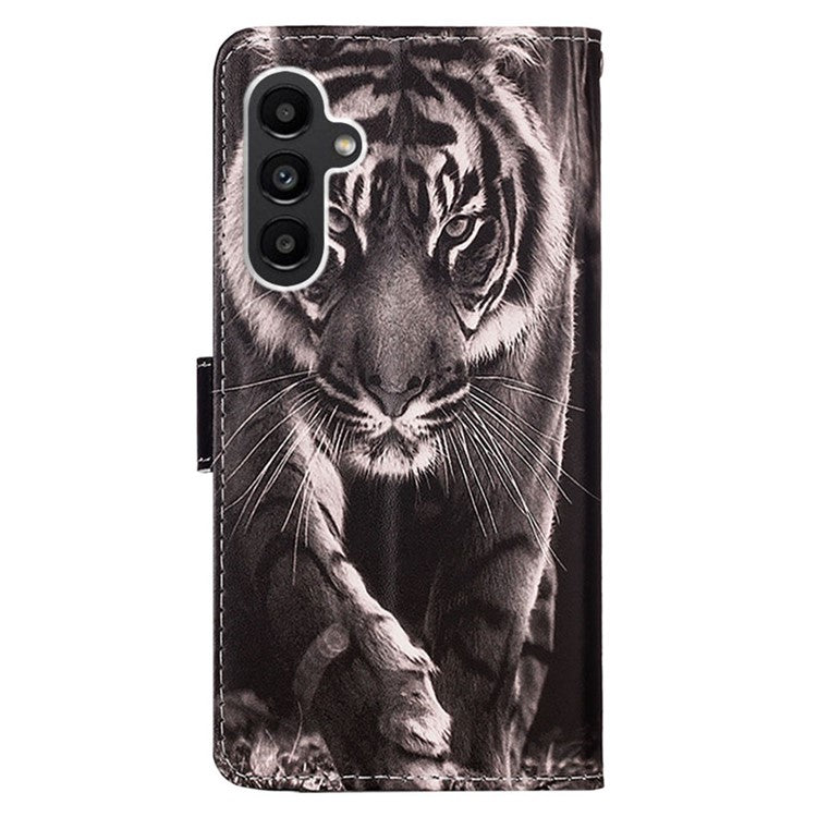 YB Pattern Printing Leather Series-4 for Samsung Galaxy A15 4G Case PU Leather Phone Wallet Cover - Tiger