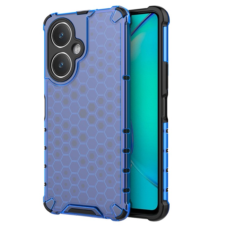 For vivo V27 4G Case TPU+PC Honeycomb Texture Mobile Phone Cover - Blue