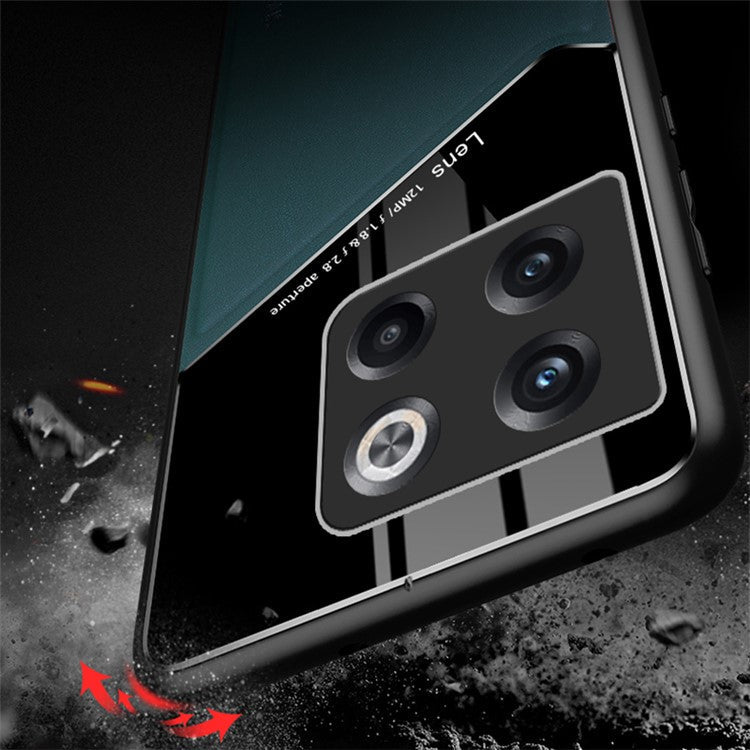 For OnePlus 10T 5G / Ace Pro 5G Case Built-in Car Mount Metal Sheet Leather+TPU+PC Phone Cover - Black