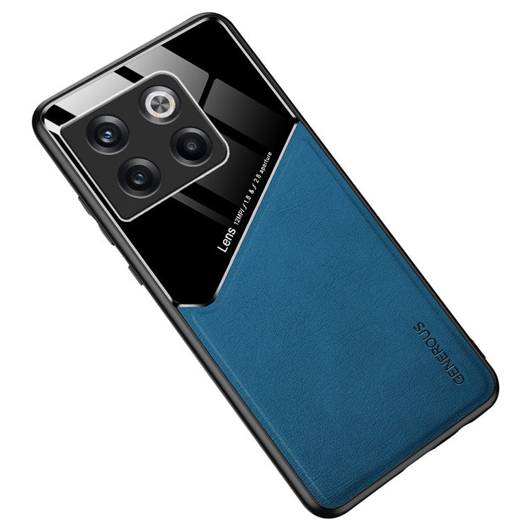 For OnePlus 10T 5G / Ace Pro 5G Case Built-in Car Mount Metal Sheet Leather+TPU+PC Phone Cover - Blue