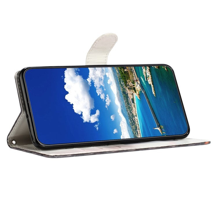 For Samsung Galaxy A33 5G Case Stand PU Leather 3D Pattern Printing Cellphone Cover - Stripes / Heart