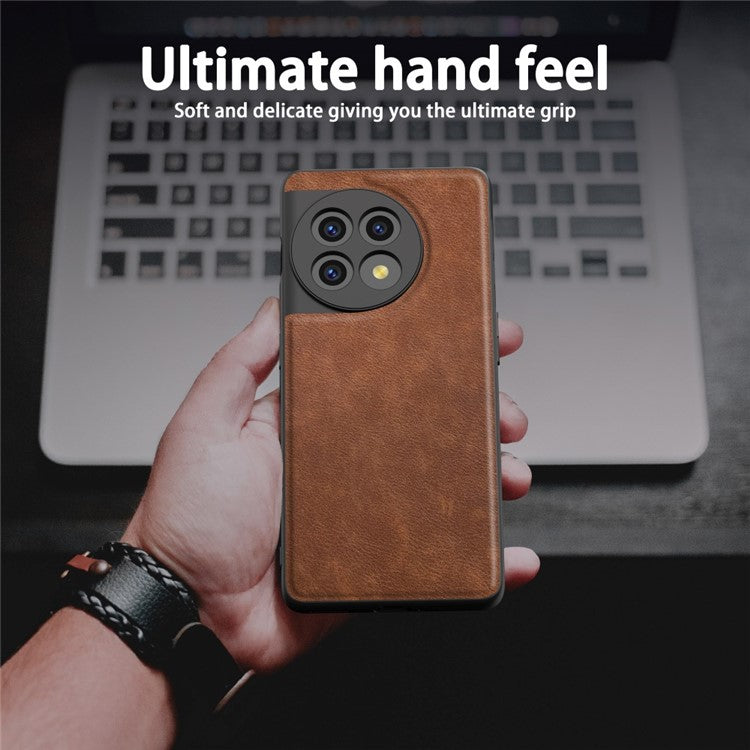 For OnePlus 11 5G PU Leather+TPU+PC Phone Cover Retro Anti-scratch Cell Phone Case - Brown
