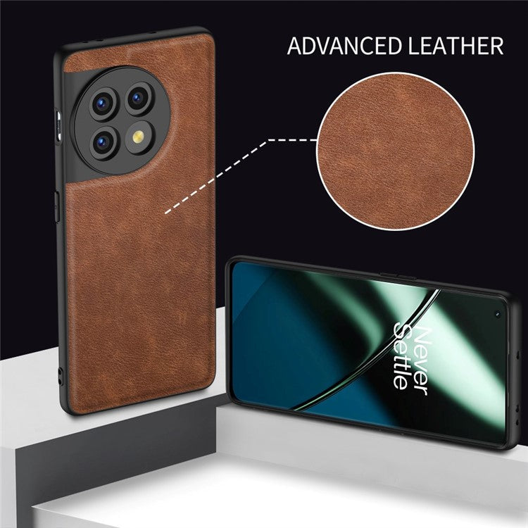 For OnePlus 11 5G PU Leather+TPU+PC Phone Cover Retro Anti-scratch Cell Phone Case - Brown