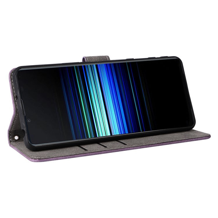 For Sony Xperia 5 II Case Wallet PU Leather Stand RFID Blocking Phone Cover with Strap - Purple