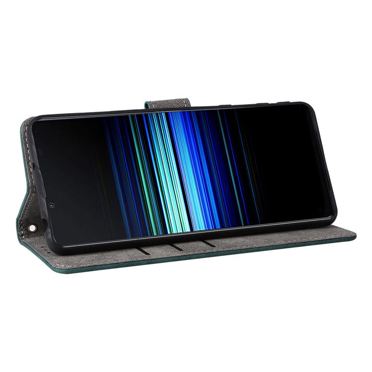 For Sony Xperia 5 II Case Wallet PU Leather Stand RFID Blocking Phone Cover with Strap - Green