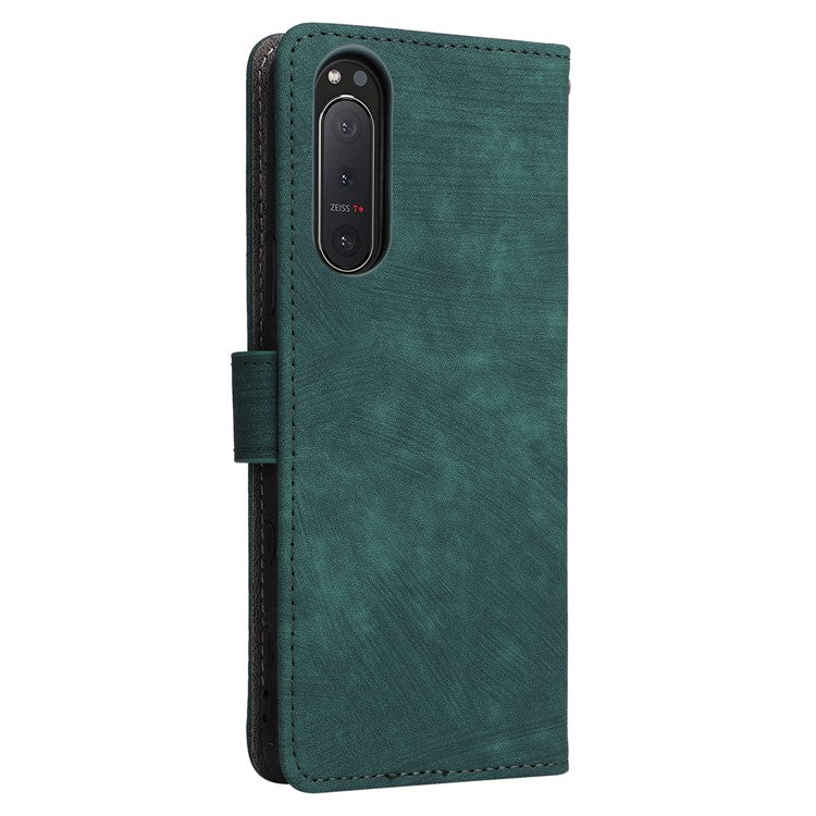 For Sony Xperia 5 II Case Wallet PU Leather Stand RFID Blocking Phone Cover with Strap - Green