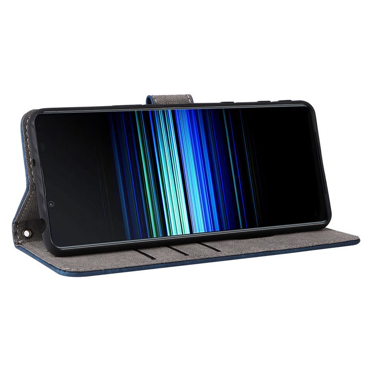 For Sony Xperia 5 II Case Wallet PU Leather Stand RFID Blocking Phone Cover with Strap - Blue