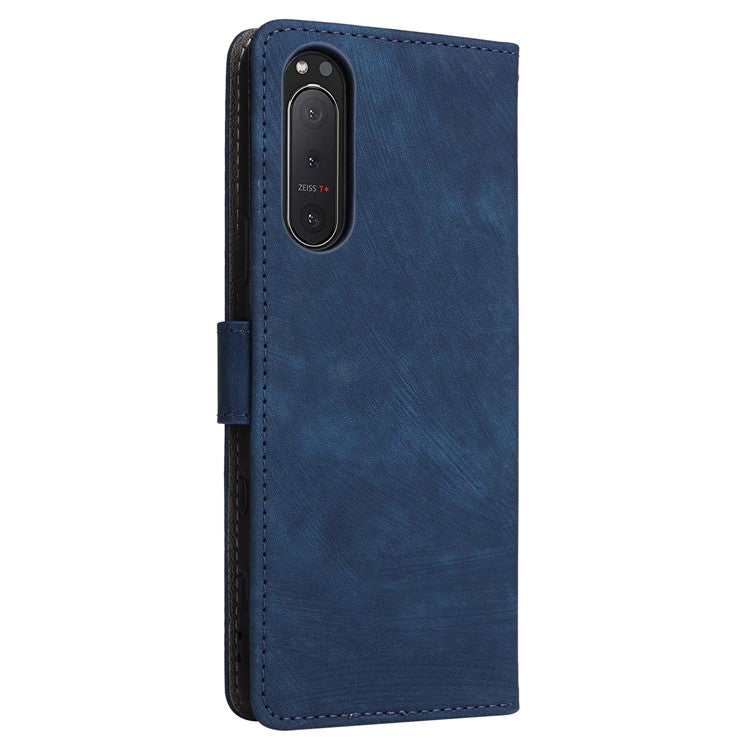 For Sony Xperia 5 II Case Wallet PU Leather Stand RFID Blocking Phone Cover with Strap - Blue
