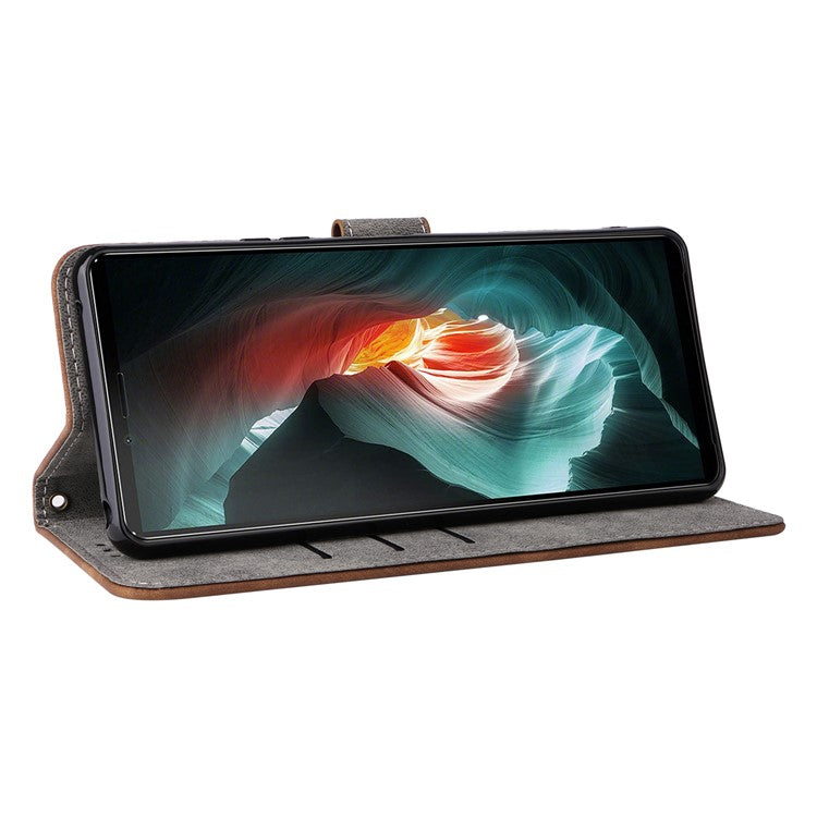 For Sony Xperia 10 II Case Mobile Phone Cover PU Leather RFID Blocking Shell with Strap - Brown