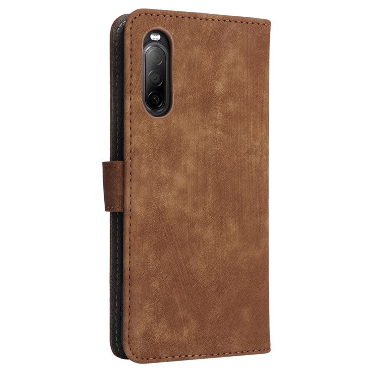 For Sony Xperia 10 II Case Mobile Phone Cover PU Leather RFID Blocking Shell with Strap - Brown