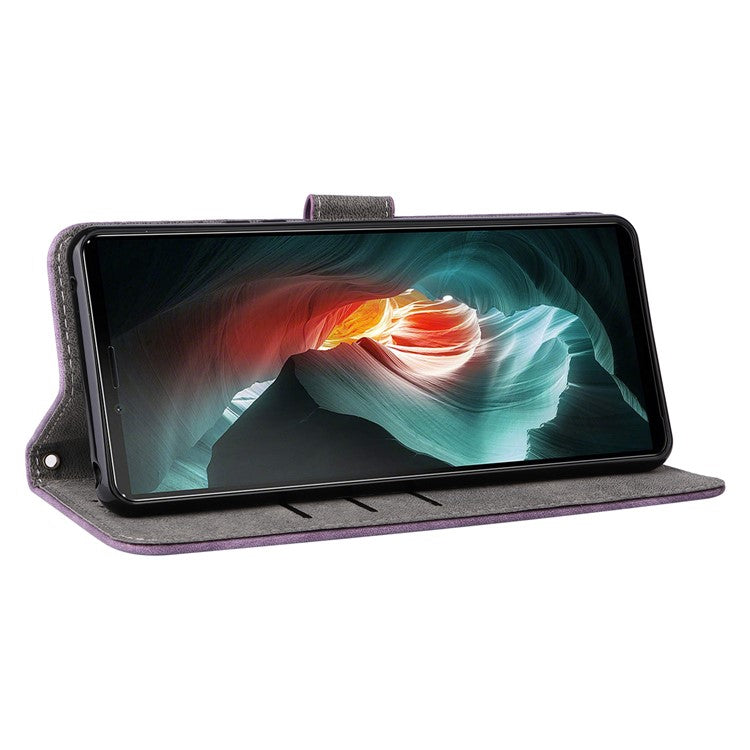 For Sony Xperia 10 II Case Mobile Phone Cover PU Leather RFID Blocking Shell with Strap - Purple
