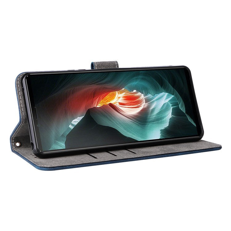 For Sony Xperia 10 II Case Mobile Phone Cover PU Leather RFID Blocking Shell with Strap - Blue