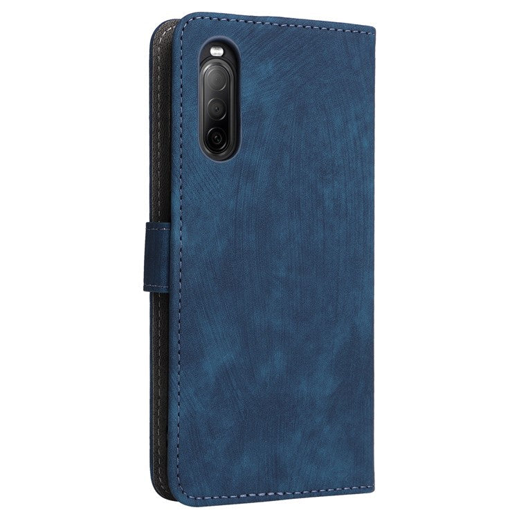 For Sony Xperia 10 II Case Mobile Phone Cover PU Leather RFID Blocking Shell with Strap - Blue