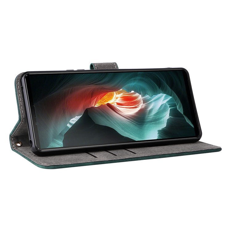 For Sony Xperia 10 II Case Mobile Phone Cover PU Leather RFID Blocking Shell with Strap - Green