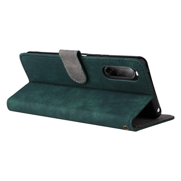 For Sony Xperia 10 II Case Mobile Phone Cover PU Leather RFID Blocking Shell with Strap - Green