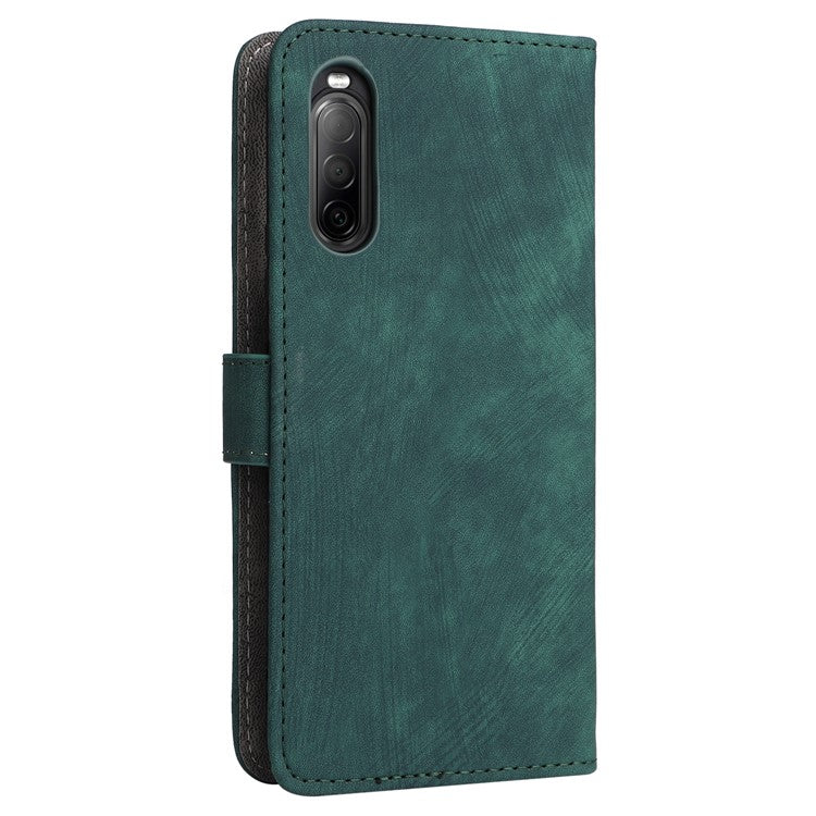 For Sony Xperia 10 II Case Mobile Phone Cover PU Leather RFID Blocking Shell with Strap - Green