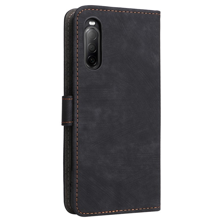 For Sony Xperia 10 II Case Mobile Phone Cover PU Leather RFID Blocking Shell with Strap - Black