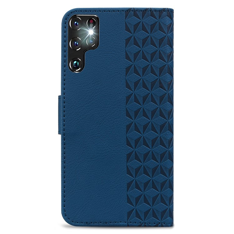 For Samsung Galaxy S23 Ultra Case Imprinted PU Leather Flip Shell Phone Cover - Sapphire