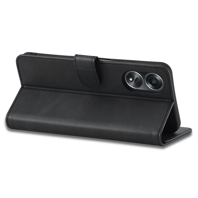 LC.IMEEKE For Oppo A38 4G / A18 4G Case Calf Texture Wallet Phone Leather Cover - Black