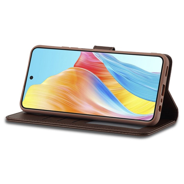 LC.IMEEKE For Oppo A38 4G / A18 4G Case Calf Texture Wallet Phone Leather Cover - Brown