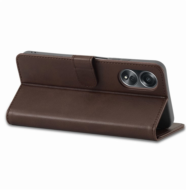 LC.IMEEKE For Oppo A38 4G / A18 4G Case Calf Texture Wallet Phone Leather Cover - Brown