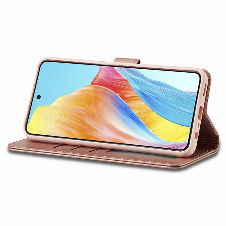 LC.IMEEKE For Oppo A38 4G / A18 4G Case Calf Texture Wallet Phone Leather Cover - Rose Gold