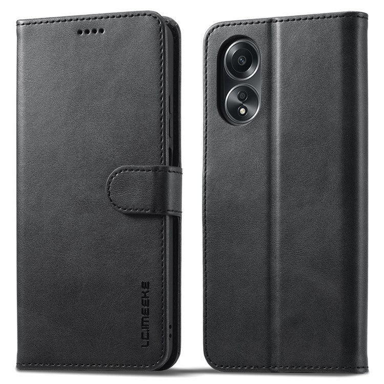 LC.IMEEKE For Oppo Reno8 T 4G Leather Case Wallet Stand Smartphone Cover - Black