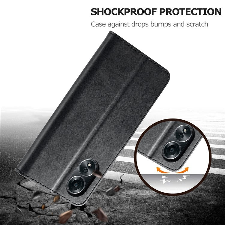 LC.IMEEKE For Oppo Reno8 T 4G Leather Case Wallet Stand Smartphone Cover - Black