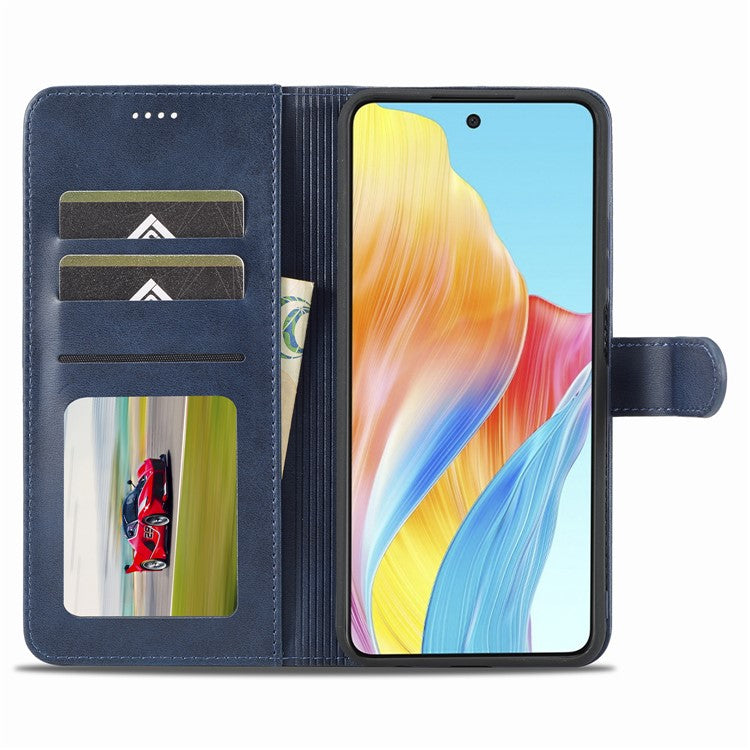 LC.IMEEKE For Oppo Reno8 T 4G Leather Case Wallet Stand Smartphone Cover - Blue