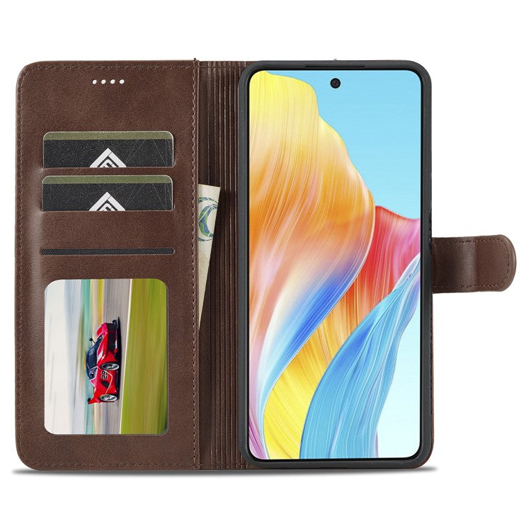 LC.IMEEKE For Oppo Reno8 T 4G Leather Case Wallet Stand Smartphone Cover - Brown