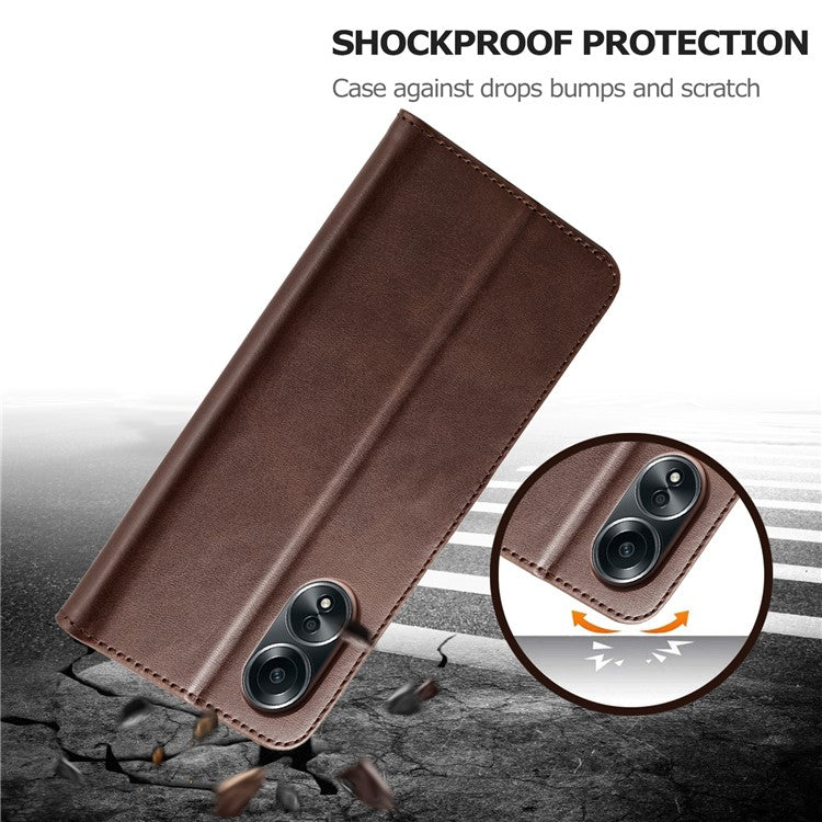 LC.IMEEKE For Oppo Reno8 T 4G Leather Case Wallet Stand Smartphone Cover - Brown