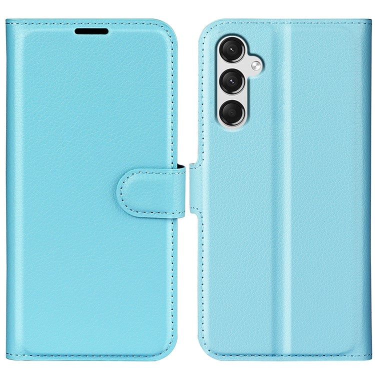 For Samsung Galaxy A25 5G (Global) (161.0 x 76.5 x 8.3mm) Case Slim-Fit Wallet Phone Shell Litchi Texture Leather Stand Cover - Blue