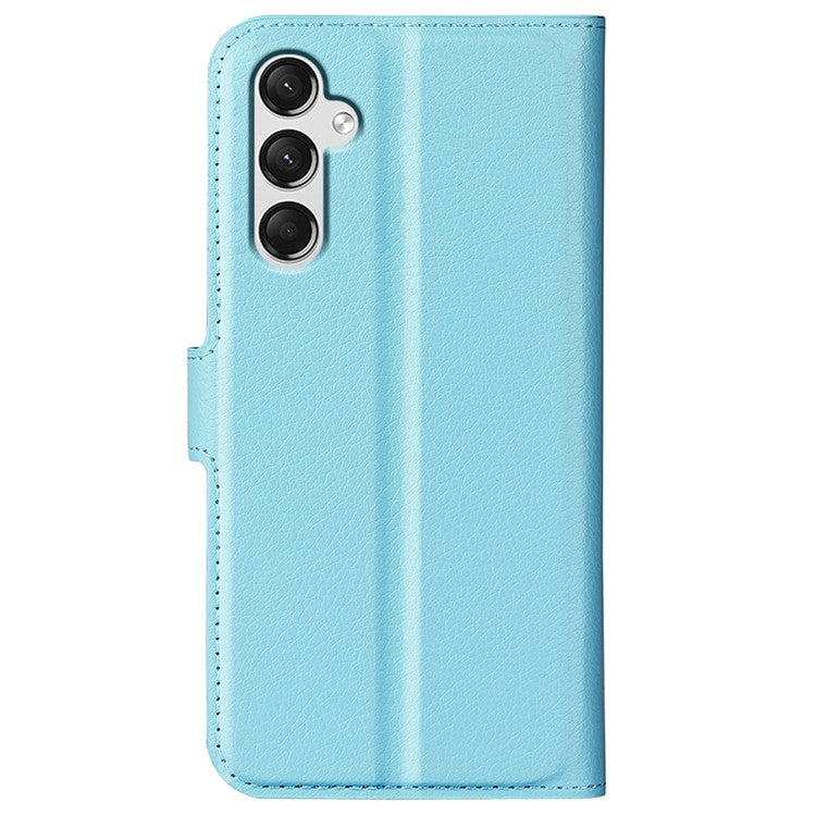 For Samsung Galaxy A25 5G (Global) (161.0 x 76.5 x 8.3mm) Case Slim-Fit Wallet Phone Shell Litchi Texture Leather Stand Cover - Blue