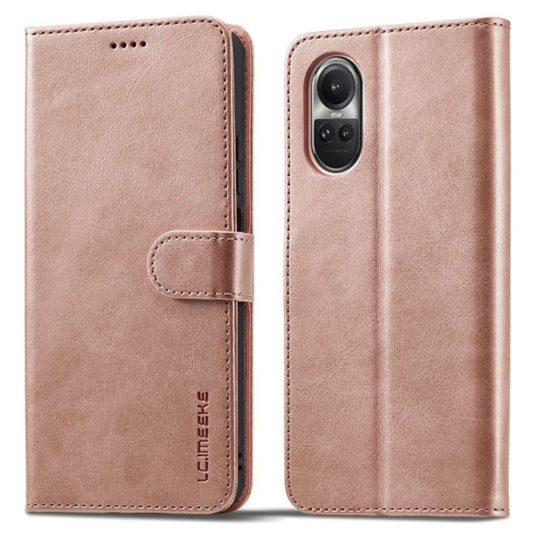 LC.IMEEKE For Oppo Reno10 Pro 5G (Global) / Reno10 5G (Global) Case PU Leather Stand Phone Wallet Cover - Rose Gold
