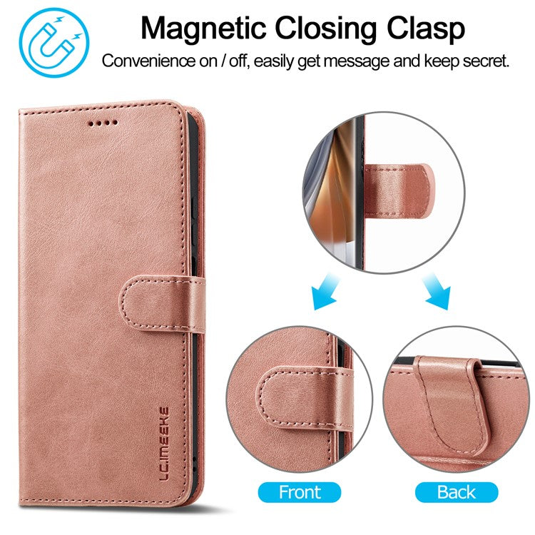 LC.IMEEKE For Oppo Reno10 Pro 5G (Global) / Reno10 5G (Global) Case PU Leather Stand Phone Wallet Cover - Rose Gold