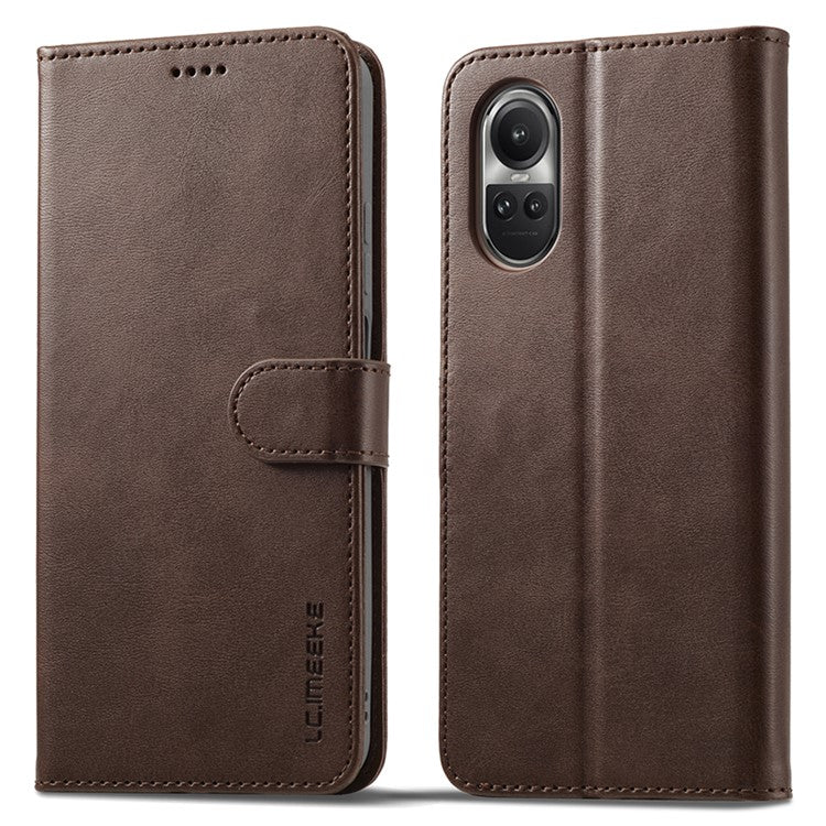 LC.IMEEKE For Oppo Reno10 Pro 5G (Global) / Reno10 5G (Global) Case PU Leather Stand Phone Wallet Cover - Brown