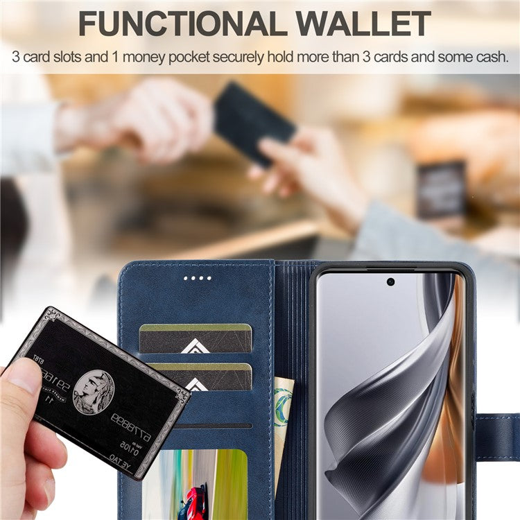 LC.IMEEKE For Oppo Reno10 Pro 5G (Global) / Reno10 5G (Global) Case PU Leather Stand Phone Wallet Cover - Blue
